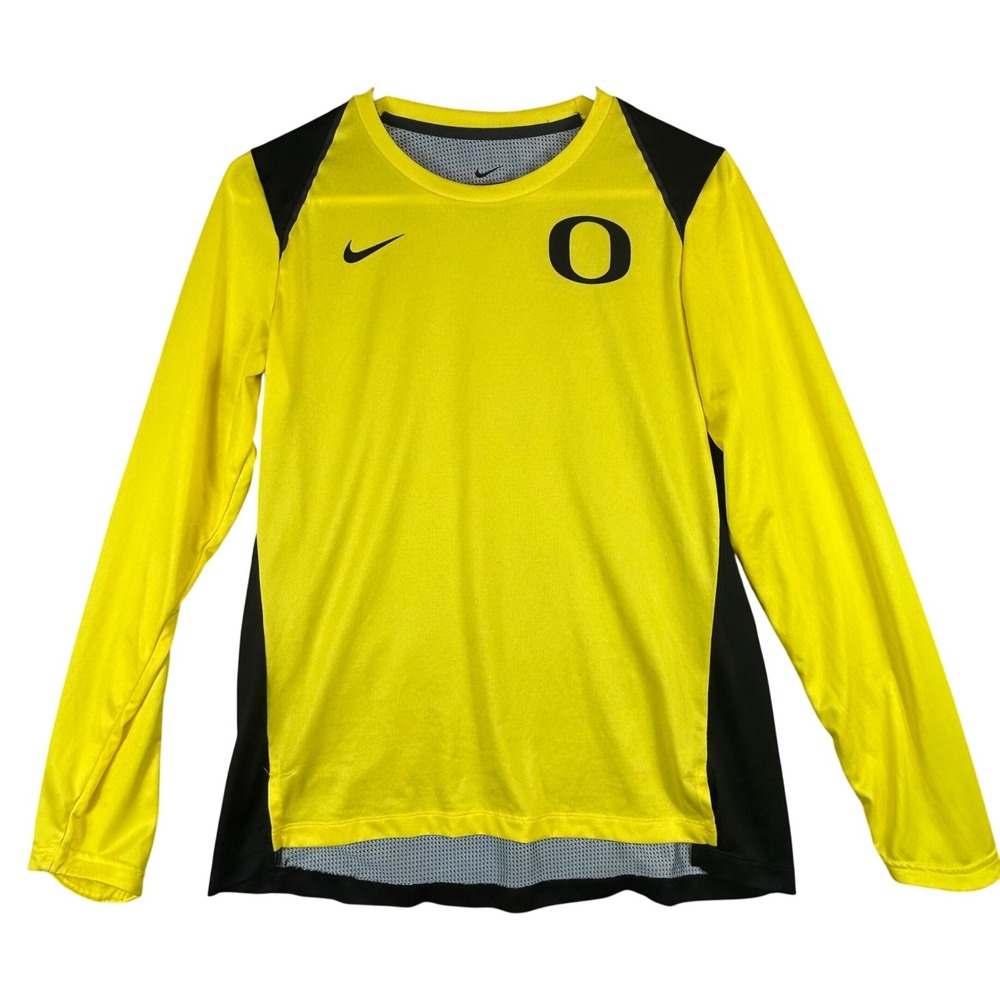 Nike Oregon Ducks Womens Yellow Black Long Sleeve Performance Shirt M 930771-700